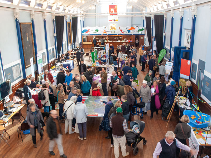 floods exhibitors hall from above