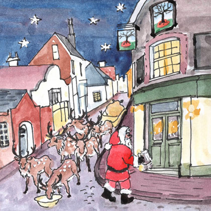 santa and reindeers