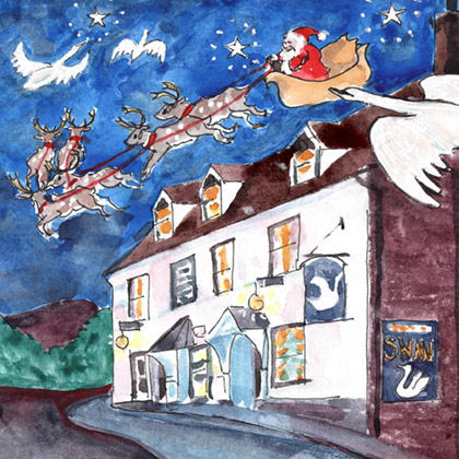 Santa and the swans